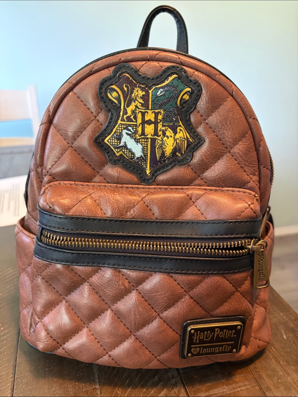 Warner Bros. Brown Quilted Harry Potter Crest Mini Backpack